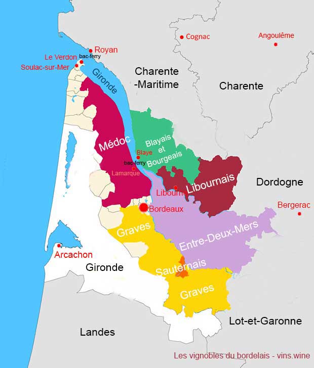 carte vignoble Bordeaux