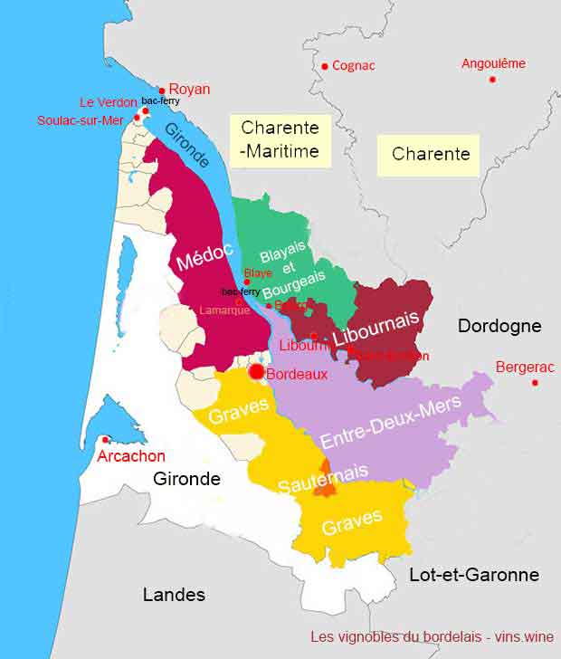 vignobles Bordeaux, Charentes-Cognac